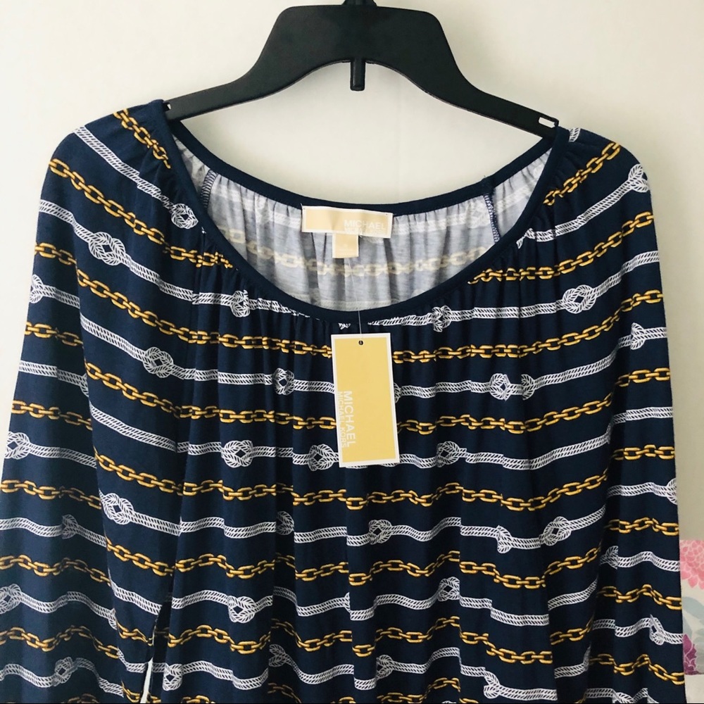 Michael Kors✨Navy Chain Link Print Top - Picture 4 of 9